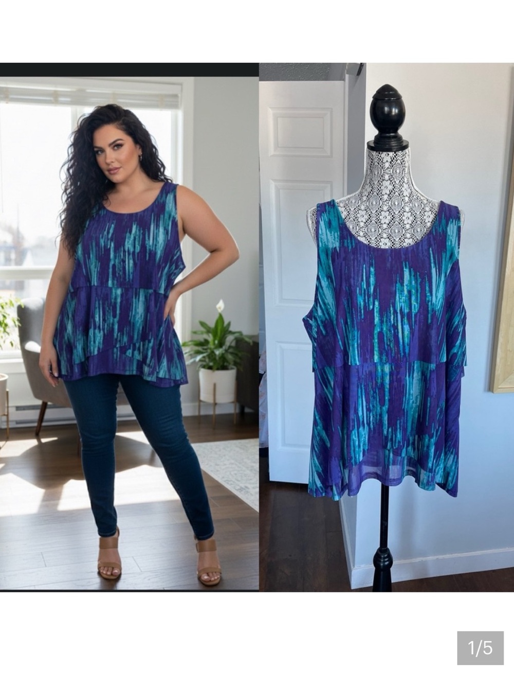 NWT 4X Plus Size Tiered Flowy Tank Top.
